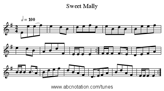 Sweet Mally - staff notation
