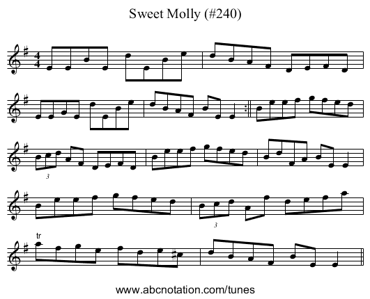 Sweet Molly (#240) - staff notation