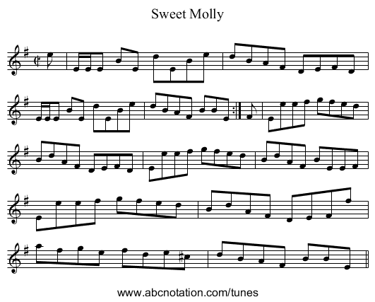 Sweet Molly - staff notation