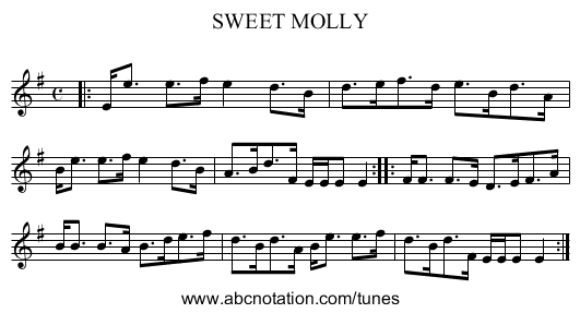 SWEET MOLLY - staff notation