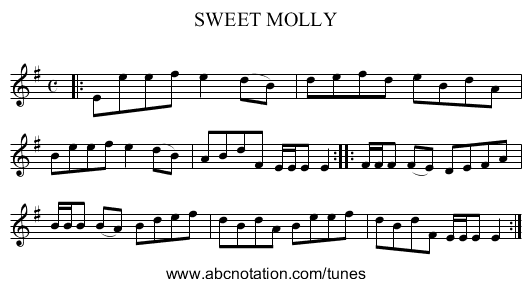 SWEET MOLLY - staff notation