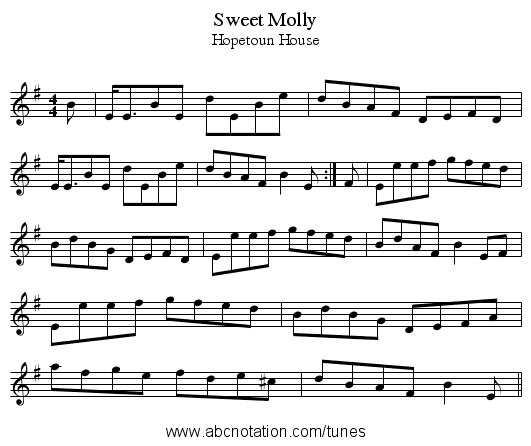 Sweet Molly - staff notation