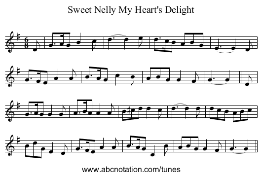 Sweet Nelly My Heart's Delight - staff notation