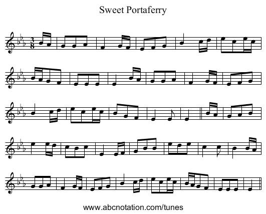 Sweet Portaferry - staff notation