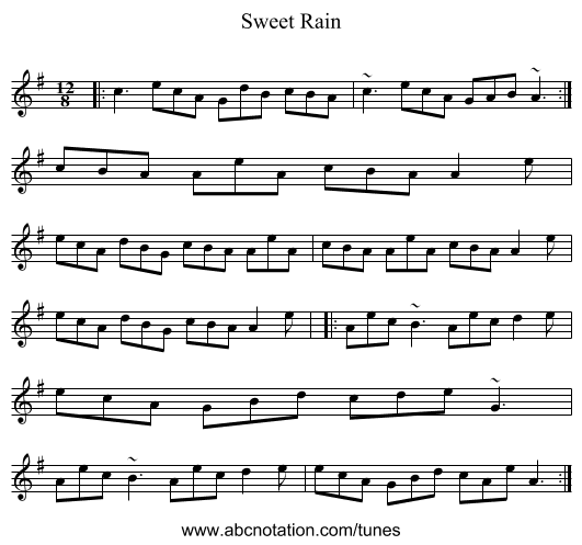 Sweet Rain - staff notation
