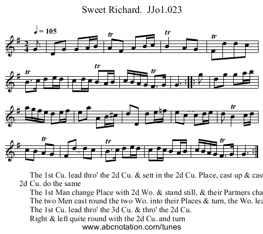 Sweet Richard.  JJo1.023 - staff notation