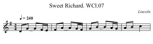 Sweet Richard. WCl.07 - staff notation