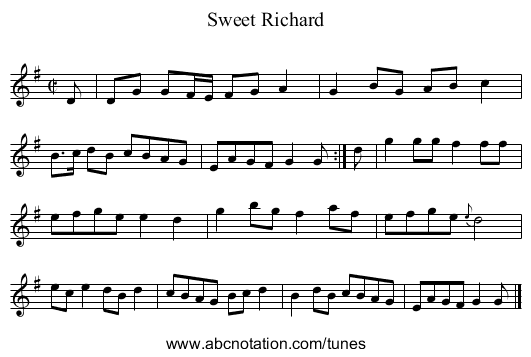 Sweet Richard - staff notation