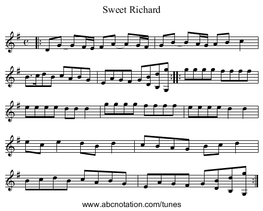 Sweet Richard - staff notation
