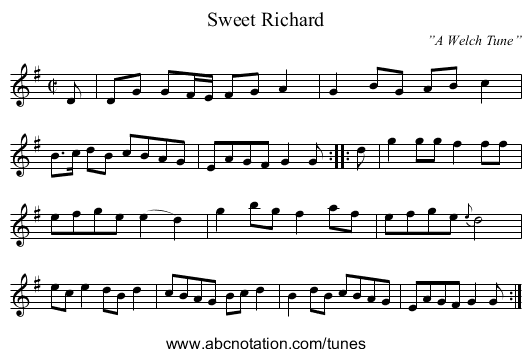 Sweet Richard - staff notation