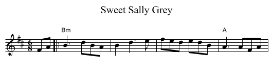 Sweet Sally Grey - staff notation