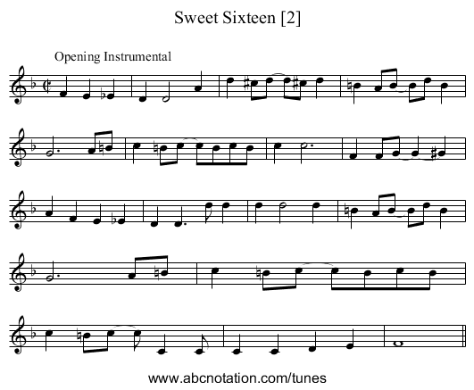 Sweet Sixteen [2] - staff notation