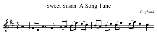 Sweet Susan  A Song Tune - staff notation