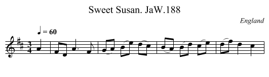 Sweet Susan. JaW.188 - staff notation