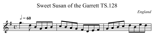 Sweet Susan of the Garrett TS.128 - staff notation
