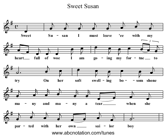 Sweet Susan - staff notation