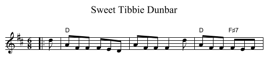 Sweet Tibbie Dunbar - staff notation