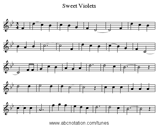 Sweet Violets - staff notation