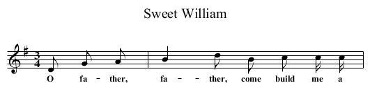 Sweet William - staff notation