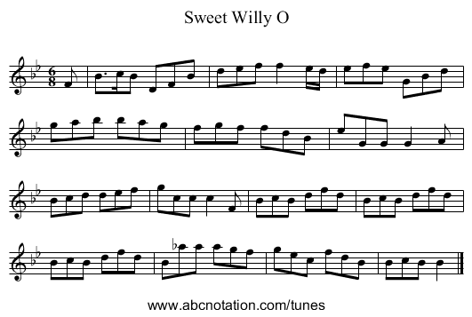 Sweet Willy O - staff notation