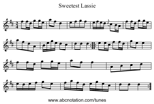 Sweetest Lassie - staff notation