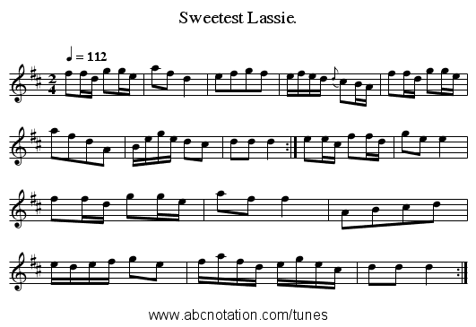 Sweetest Lassie. - staff notation