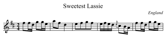 Sweetest Lassie - staff notation