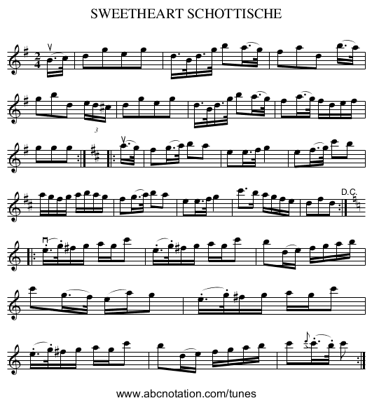 SWEETHEART SCHOTTISCHE - staff notation