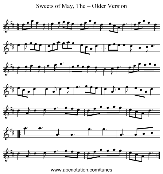 Sweets of May, The – Older Version - staff notation