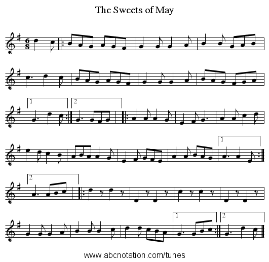 Sweets of May, The - staff notation