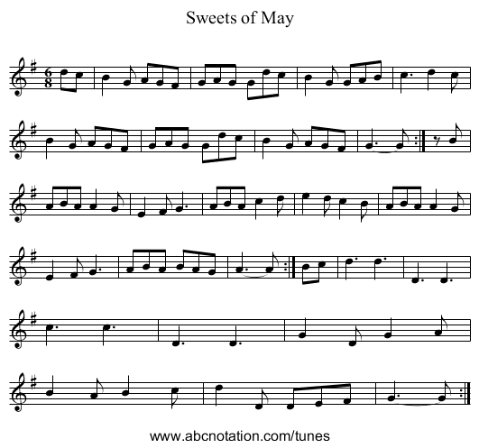 Sweets of May - staff notation