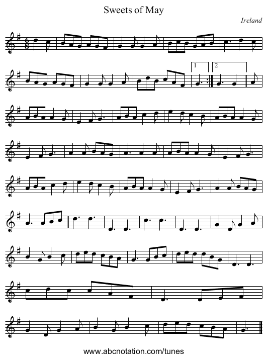 Sweets of May - staff notation