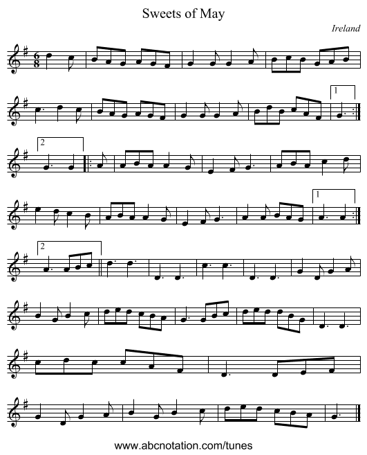 Sweets of May - staff notation