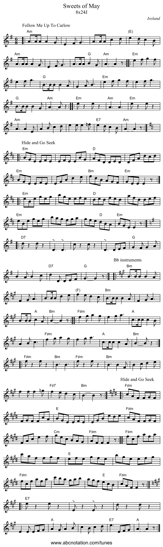 Sweets of May - staff notation