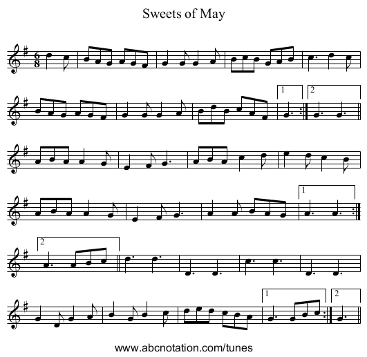 Sweets of May - staff notation
