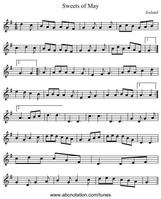 Sweets of May - staff notation