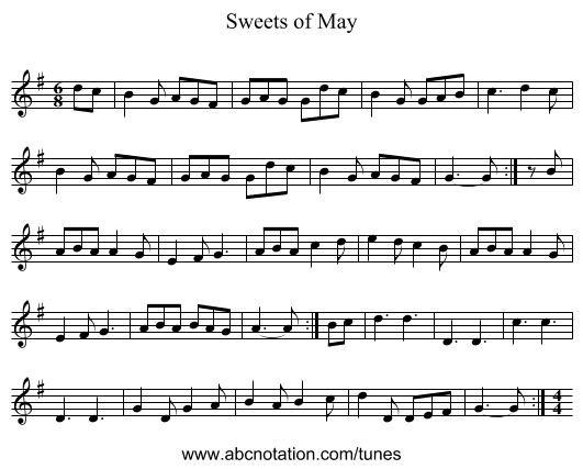 Sweets of May - staff notation