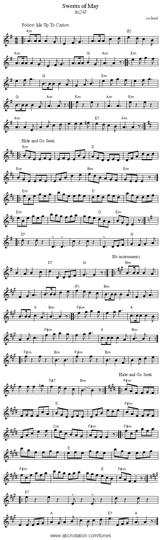 Sweets of May - staff notation