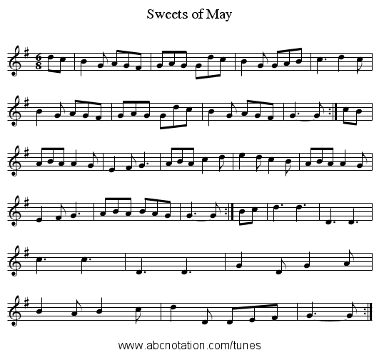 Sweets of May - staff notation