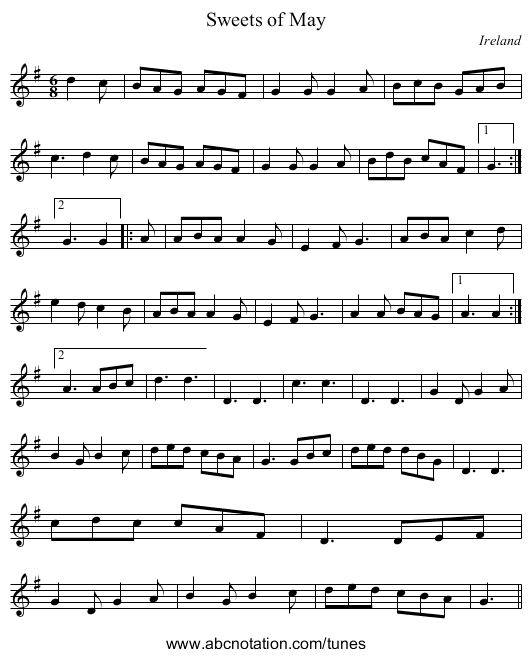 Sweets of May - staff notation