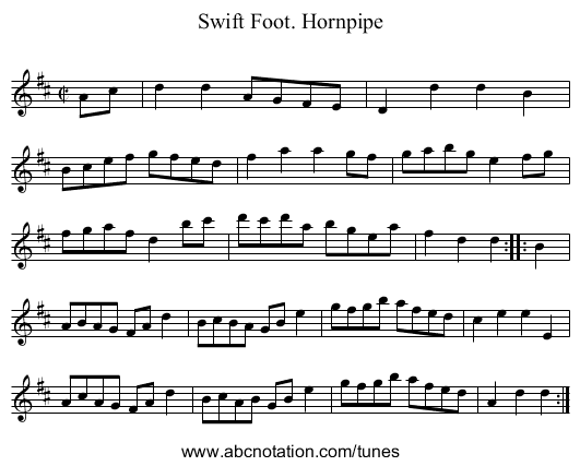 Swift Foot. Hornpipe - staff notation