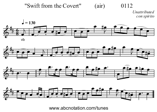 Swift from the Covert (air) 0112 - staff notation