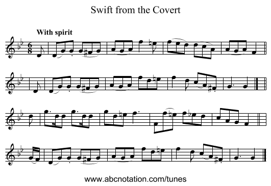 Swift from the Covert - staff notation