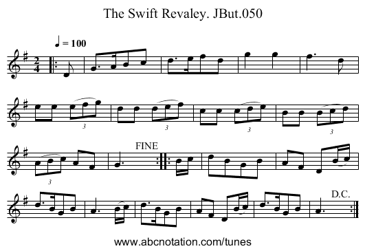 Swift Revaley. JBut.050, The - staff notation