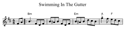 Swimming In The Gutter - staff notation