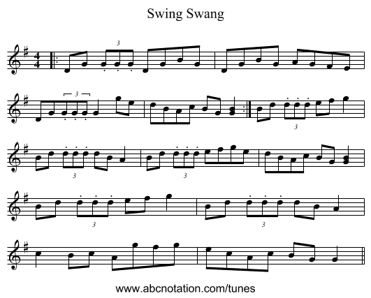 Swing Swang - staff notation