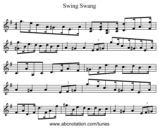 Swing Swang - staff notation