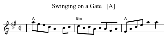 Swinging on a Gate   [A] - staff notation