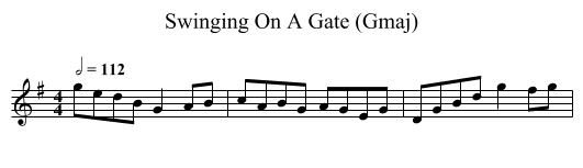 Swinging On A Gate (Gmaj) - staff notation