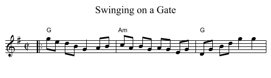 Swinging on a Gate - staff notation